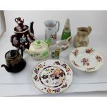 A quantity of mainly 19th century tea and dinner ware including Barge ware teapot,