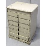 An early 20th century painted small pine specimen chest, 60 x 40 x 35cm.