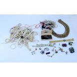 Mixed costume jewellery including South Pacific shell multi-strand necklace,
