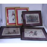 Two prints of 19th century soldiers, a print of Castle Howard,