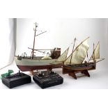 A scratch-built wooden model of a Norwegian fishing boat,