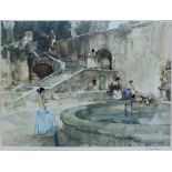 WILLIAM RUSSELL FLINT (1880-1969); signed coloured print, 'Chateau Garden, Languedoc, France',