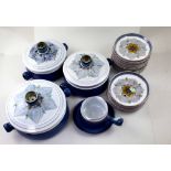 A Denby 'Chatsworth' pattern eight-setting dinner service to include three lidded tureens,