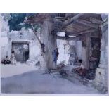 WILLIAM RUSSELL FLINT (1880-1969); signed coloured print, 'Conversations St d'Ardeche',