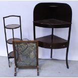 A Victorian mahogany corner washstand with lower drawer tier,