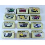 A mixed group of diecast vehicles including vans, buses, Models of Yesteryear, Matchbox Super Kings,