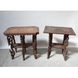An Indonesian carved occasional table, the top depicting an elephant on stylised supports,