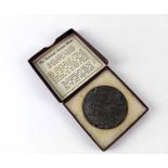 The Lusitania (German) replica medal in presentation box.