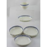The Blue Funnel Line; seven pieces of dinner ware to include six oval bowls and sugar bowl,
