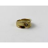 A 9ct gold dress ring set with a small diamond, size I, approx 4g.