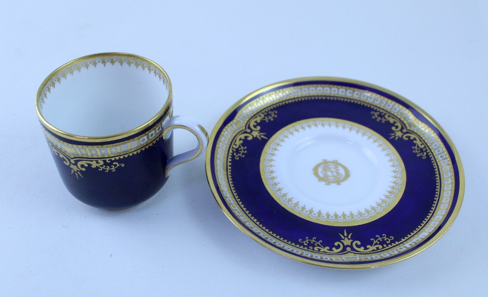 An early 20th century Spode cobalt blue ground and gilt coffee cup and saucer, Registered No. - Image 2 of 3