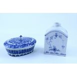 An 18th century Continental porcelain tea caddy,