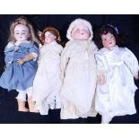 Four antique dolls to include an Armand Marseille Germany example,