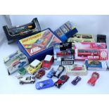 A mixed group of diecast vehicles including Burago Jaguar E Cabriolet 1961,