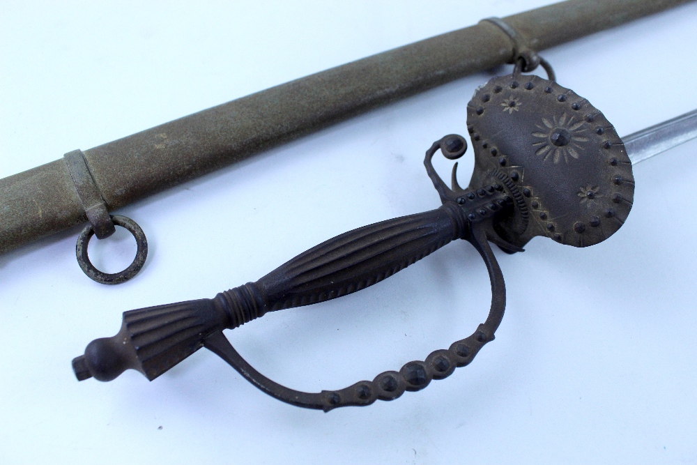 A 18th century gentlemen's sword with triangular blade, hilt and shell with cut steel decoration, - Image 3 of 3