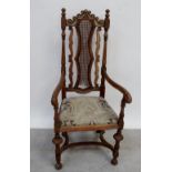 A Carolean-style open elbow chair,