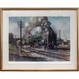 After Terence Cuneo; eight various railway-related prints, mostly limited edition,