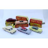 Six Dinky Toys boxed diecast cars to include a Dodge Royal Sedan with windows, no191,