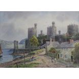 ALBERT DUNINGTON (1860-1928); watercolour, Conway Castle, signed and dated 1923 lower right,