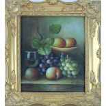 M AARON (20th century); oil on board, still life with fruit, signed lower-right, 25.