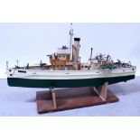 A remote control scratch-built wooden model of 'HMS Gannet' gunship, with figures, guns,