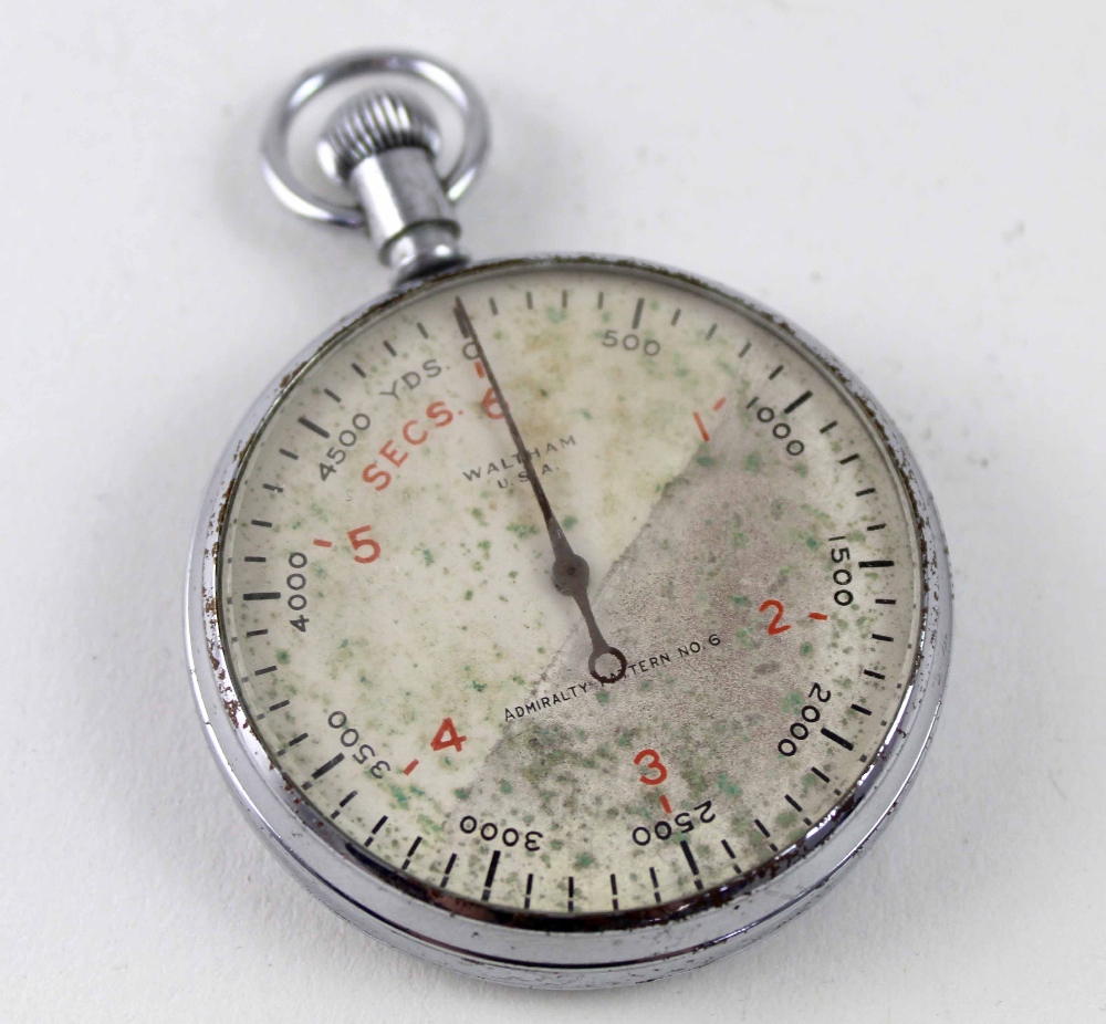 Waltham; a military issue chrome plated keyless wind stopwatch, Admiralty Pattern Number 6,