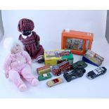 Various vintage collectible toys to include a Bell Ceramics doll,