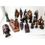 A quantity of ethnographica, mostly modern from Africa including masks and statues.