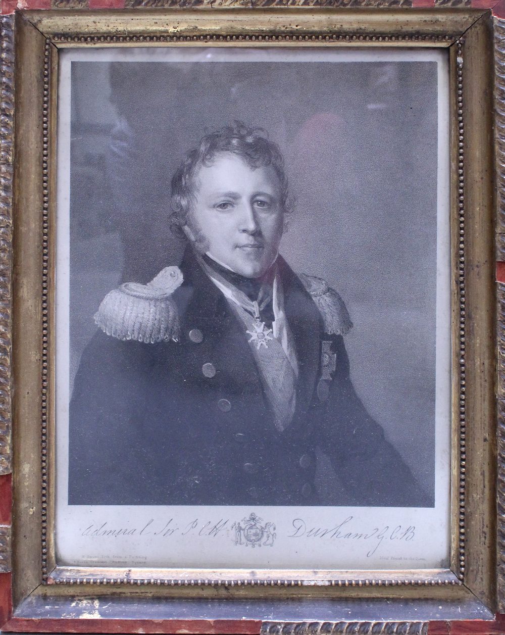 A 19th century lithograph by M Gauci from an original painting of Admiral Sir P Durham G.C.