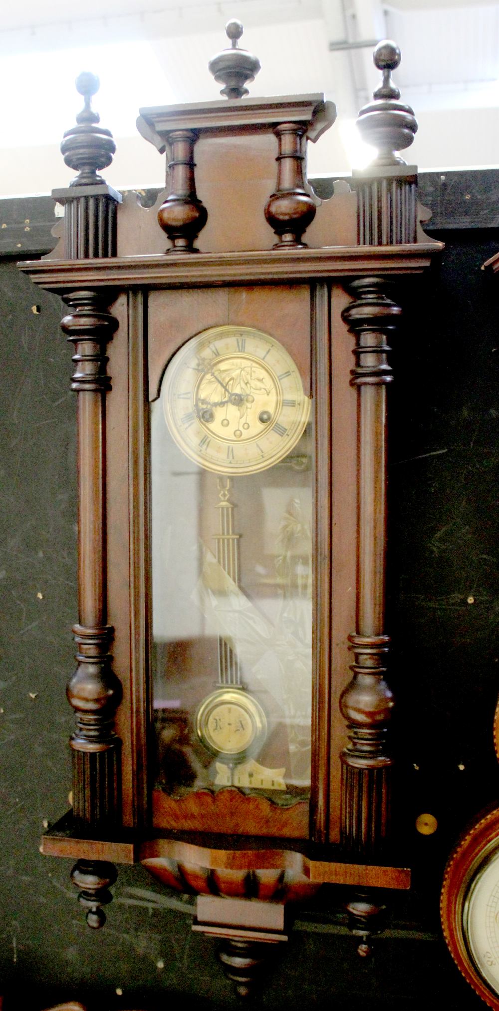 A 19th century mahogany Vienna regulator wall clock, height 98cm.