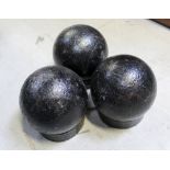 Three cannonballs, purportedly from HMS Conwy, each weighing approx 19lb,
