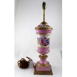 A 19th century porcelain lamp base,
