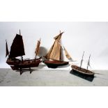 Three scratch-built masted ships,
