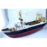 A remote controlled scratch-built wooden model of 'Boston Blenheim Fleetwood' trawler FD137,
