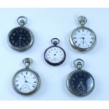 A mixed group of seven pocket watches including two silver cased, of various sizes and types,