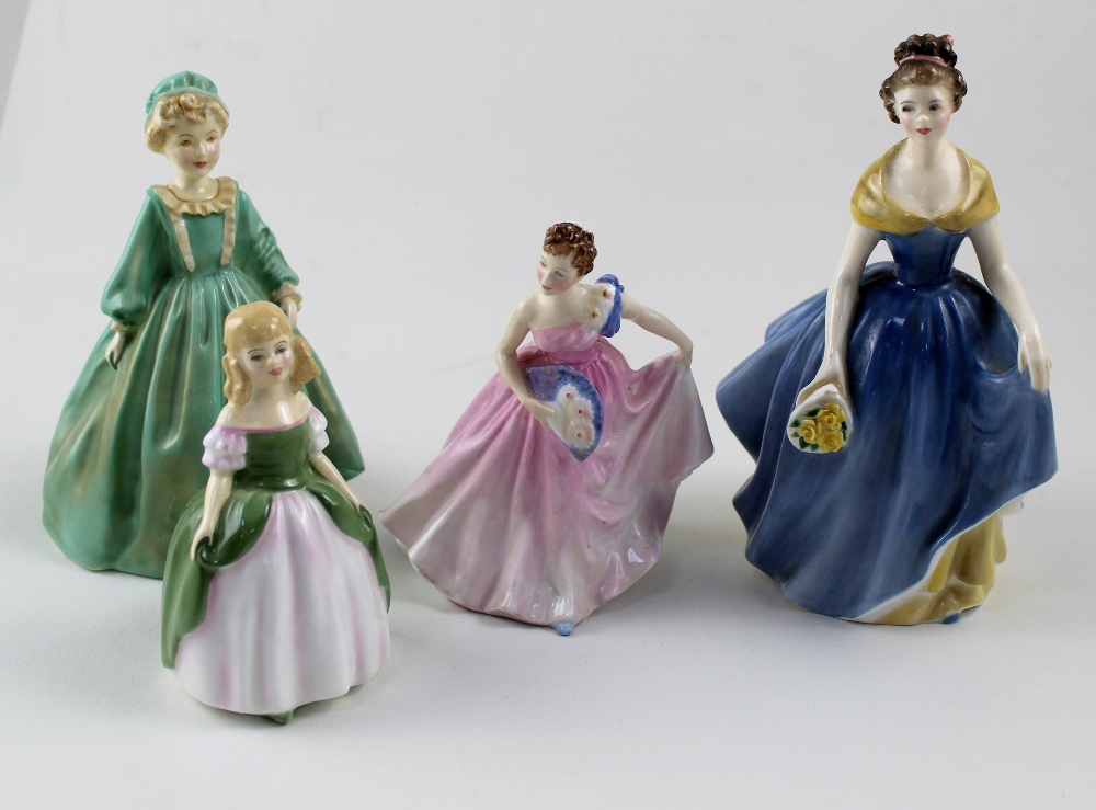 Four porcelain figures including Royal Worcester 'Grandmother's Dress', HN3081,