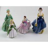 Four porcelain figures including Royal Worcester 'Grandmother's Dress', HN3081,