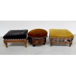 Three 19th century footstools, all with upholstered tops,