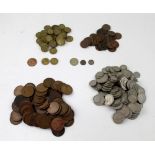 A quantity of mixed pre-decimal UK coinage including half penny, penny, 3p, 6p, shilling,