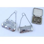 Two silver clutch purses, Joseph Gloster, Birmingham 1915 & Collingwood & son, Chester 1916,