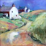 A GIBBONS (20th century English); oil on canvas, 'Dusk at Abereiddy (Wales)', signed,