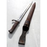 A German model 1898/05 bayonet, second pattern with metal sheath and frog.