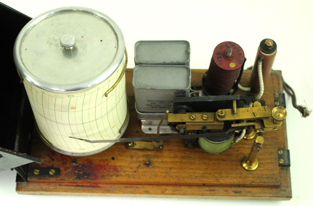 A GEC barograph in black metal case with a late 19th century therapeutic electric shock machine in - Image 3 of 5