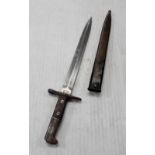 A Swiss 1918 pattern bayonet with metal sheath.