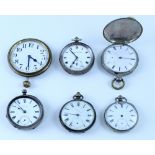 A mixed group of nine pocket watches including five silver cased, including Joseph Fowler, Cheshire,