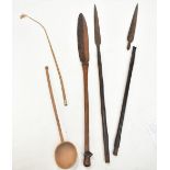A short Zulu assegai (probably cut down), length 96cm, a wooden spear or shortarm of similar