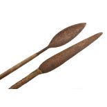 Two early/mid-20th century Zulu assegai, length of larger 135cm (2).Additional InformationSurface