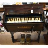 A late 19th century portable organ with gilt and painted detail, approx 81 x 72cm.Additional