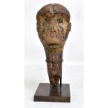 A Bulu monkey head reliquary, Cameroon, now mounted on stand, height approx 31cm.