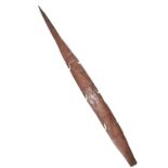 A large early 20th century Australian boomerang, length 80cm, and an Arnhemland spear tip, length